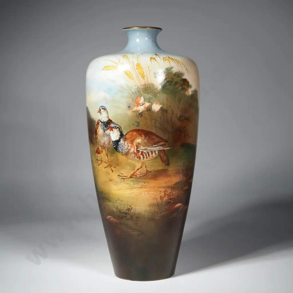 Royal Winton Grimwades Vase w Hand Painted w Game Birds & Signed J Sergeant Image 1++