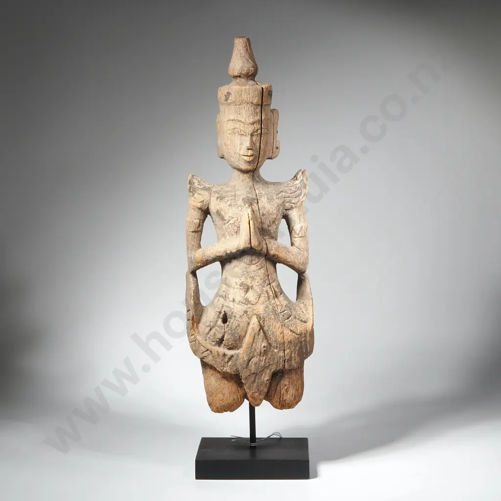 Burmese Folk Lore Wooden 'Nat' Guardian Spirit on Stand Image 1++