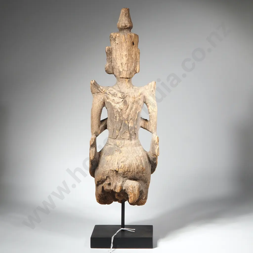 Burmese Folk Lore Wooden 'Nat' Guardian Spirit on Stand Image 1++
