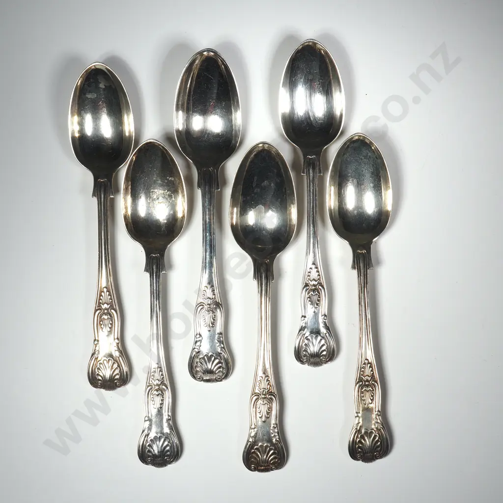 Six Sterling Silver Kings Pattern Teaspoons Image 1++
