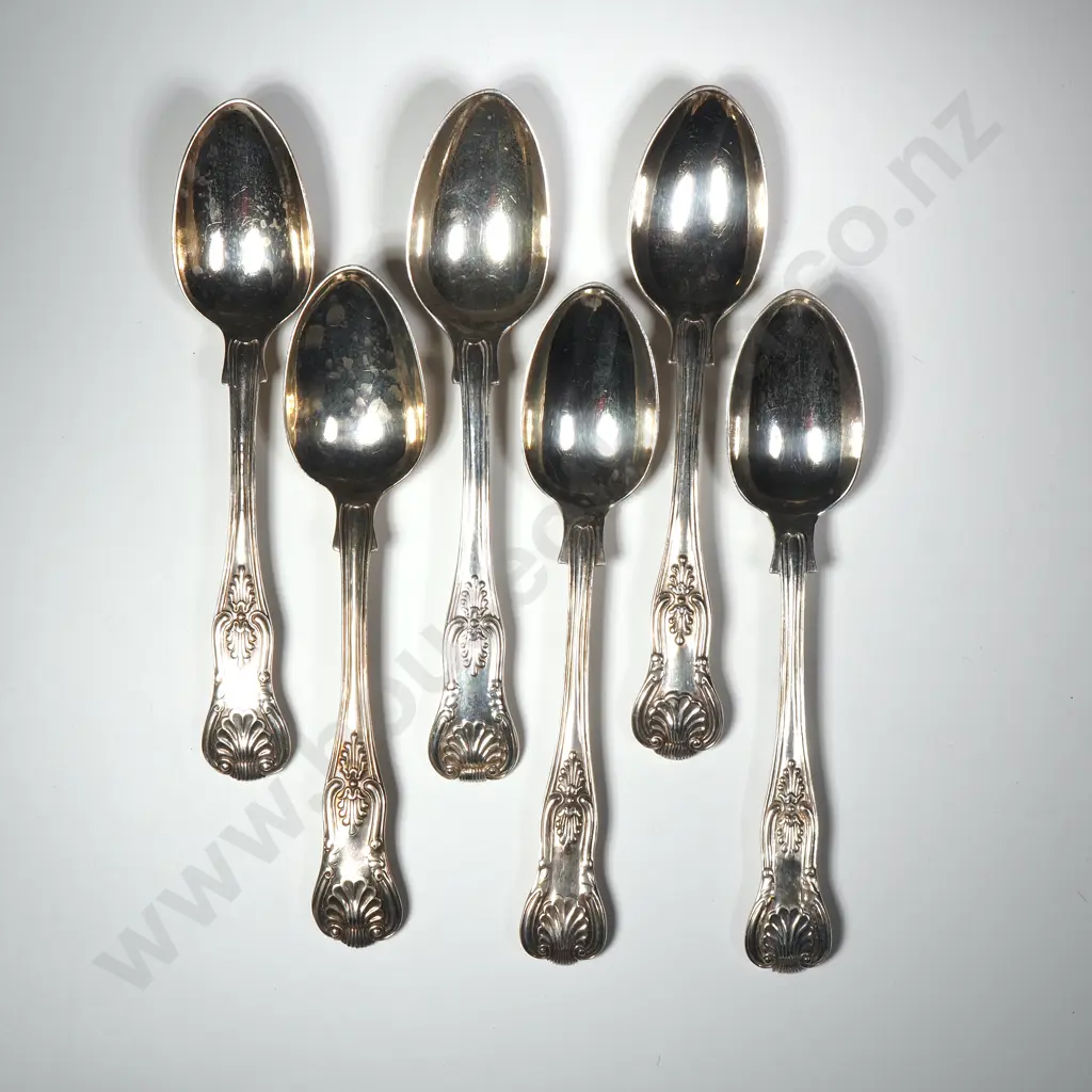Six Sterling Silver Kings Pattern Teaspoons Image 1++