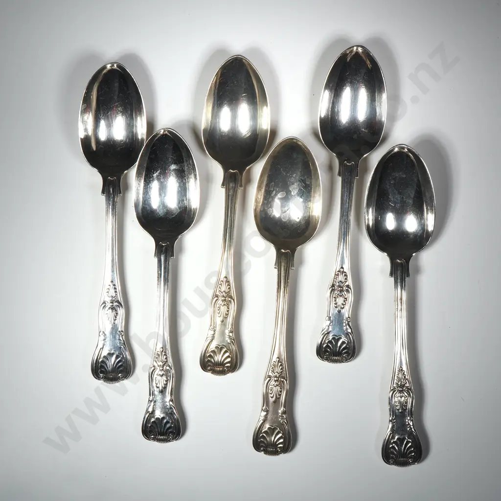 Six Sterling Silver Kings Pattern Dessert Spoons Image 1++