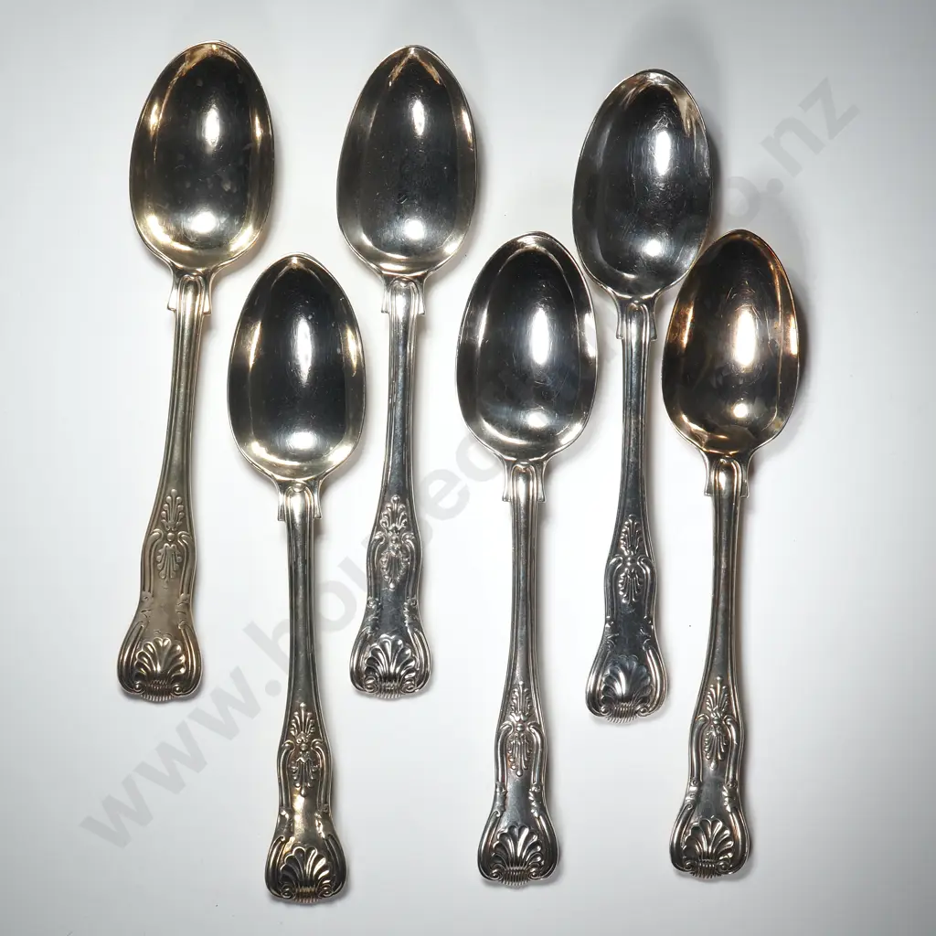 Six Sterling Silver Kings Pattern Dessert Spoons Image 1++