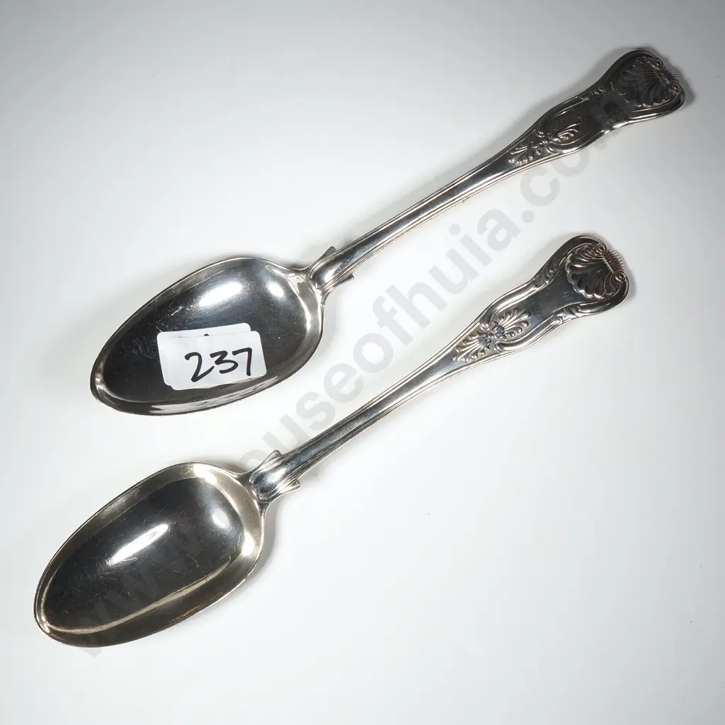 Pair of Sterling Silver Kings Pattern Serving Spoons Image 1++