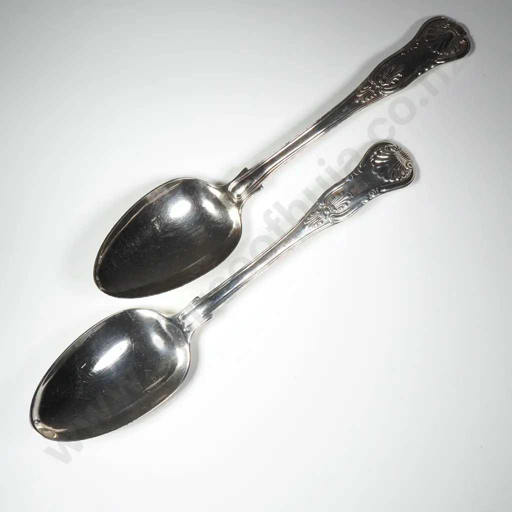 Pair of Sterling Silver Kings Pattern Serving Spoons Image 1++