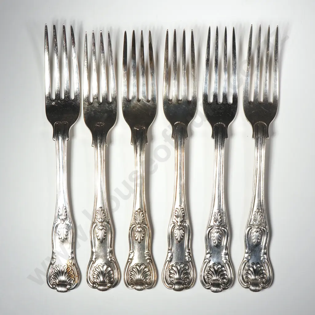 Six Sterling Silver Kings Pattern Entree Forks Image 1++