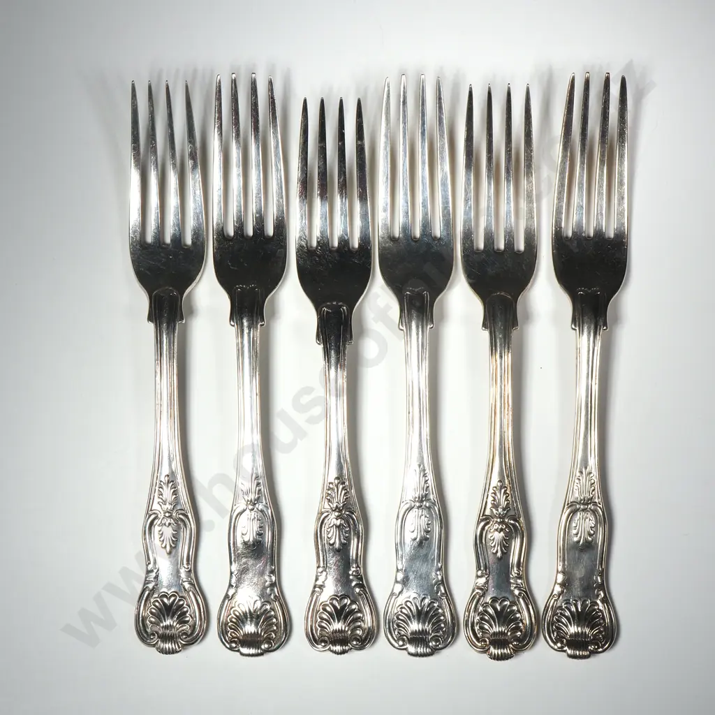 Six Sterling Silver Kings Pattern Entree Forks Image 1++