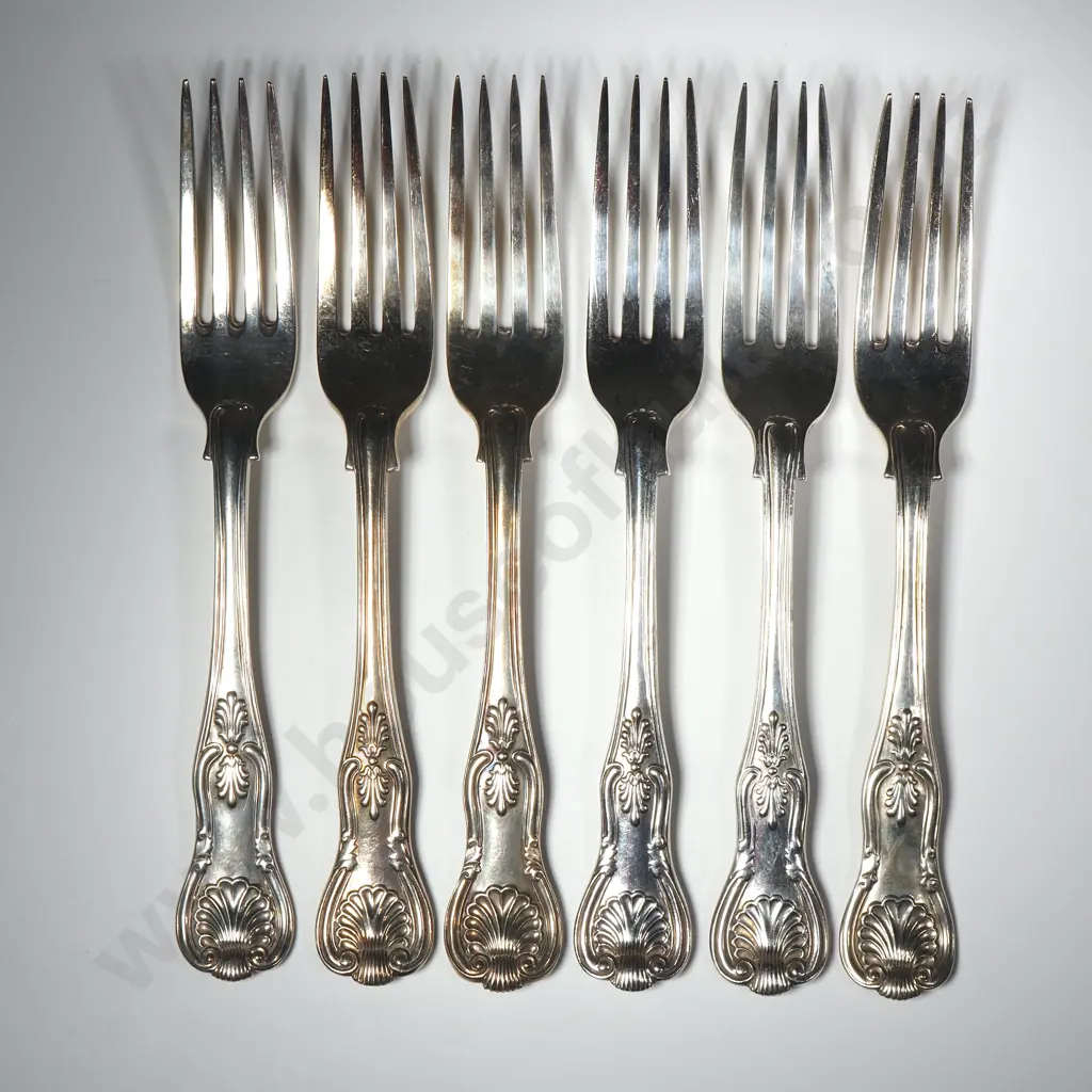 Six Sterling Silver Kings Pattern Large Dinner Forks Image 1++