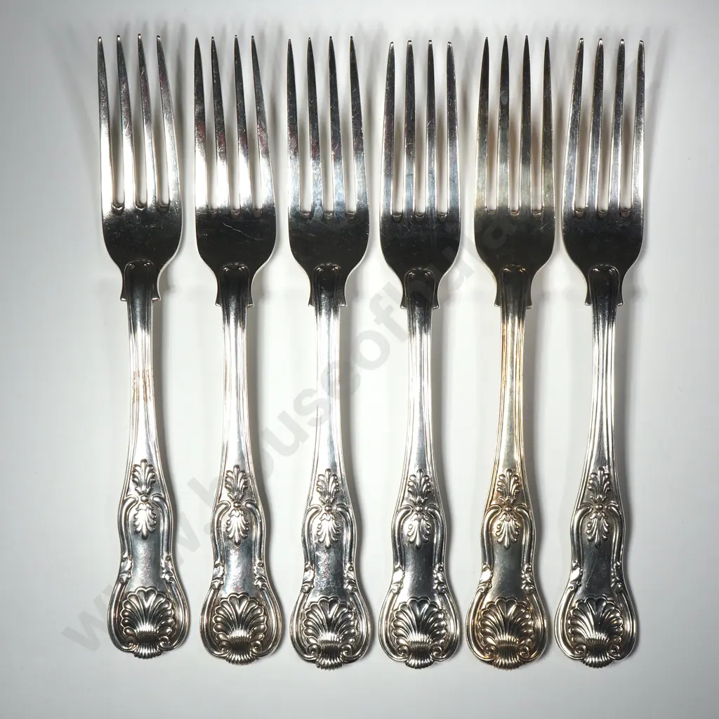 Six Sterling Silver Kings Pattern Large Dinner Forks Image 1++