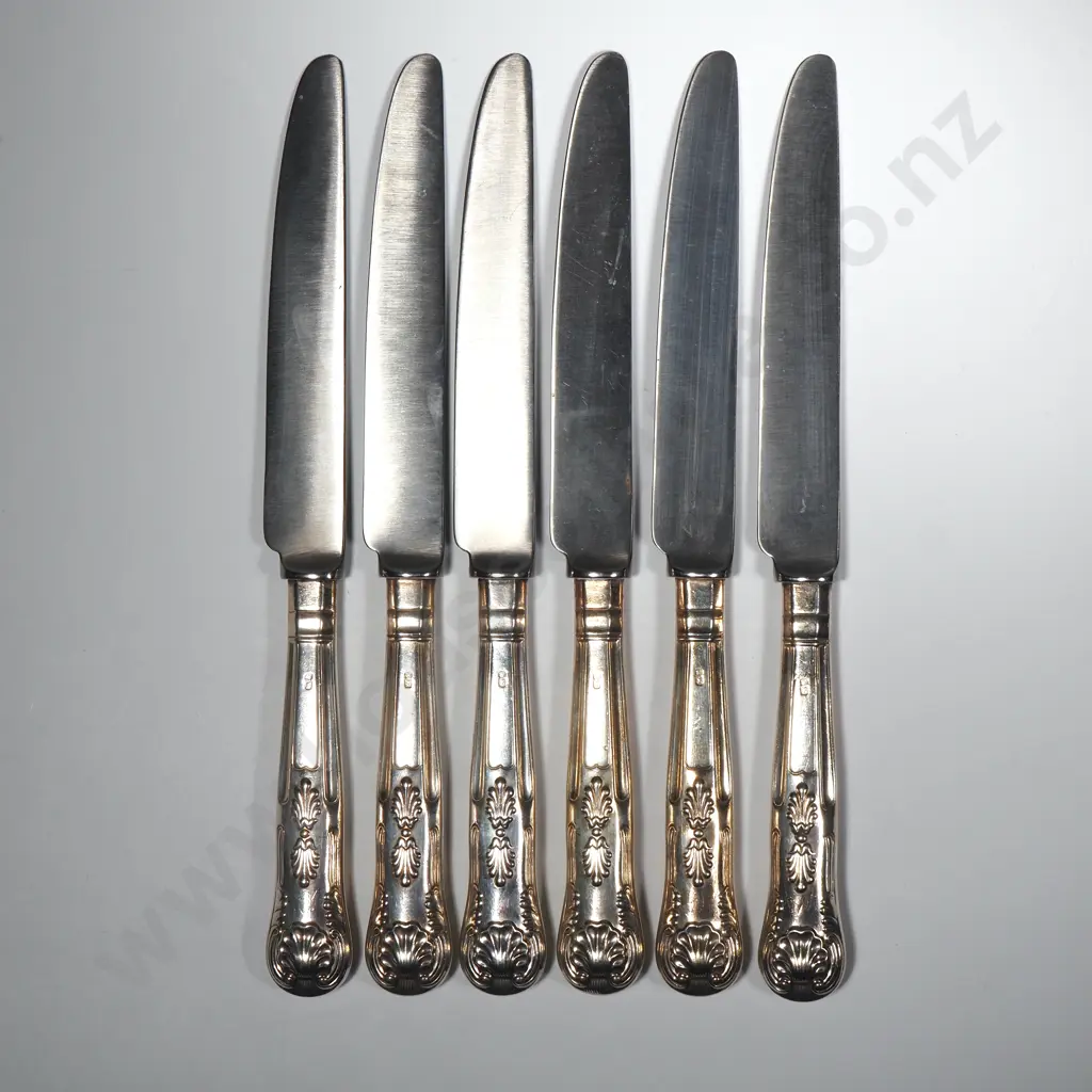 Six Entree Sterling Silver Kings Pattern Knives Image 1++