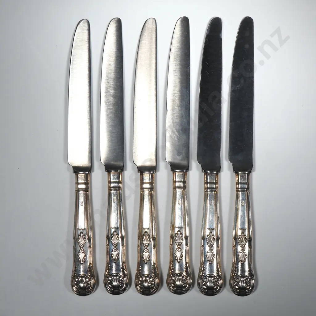 Six Entree Sterling Silver Kings Pattern Knives Image 1++