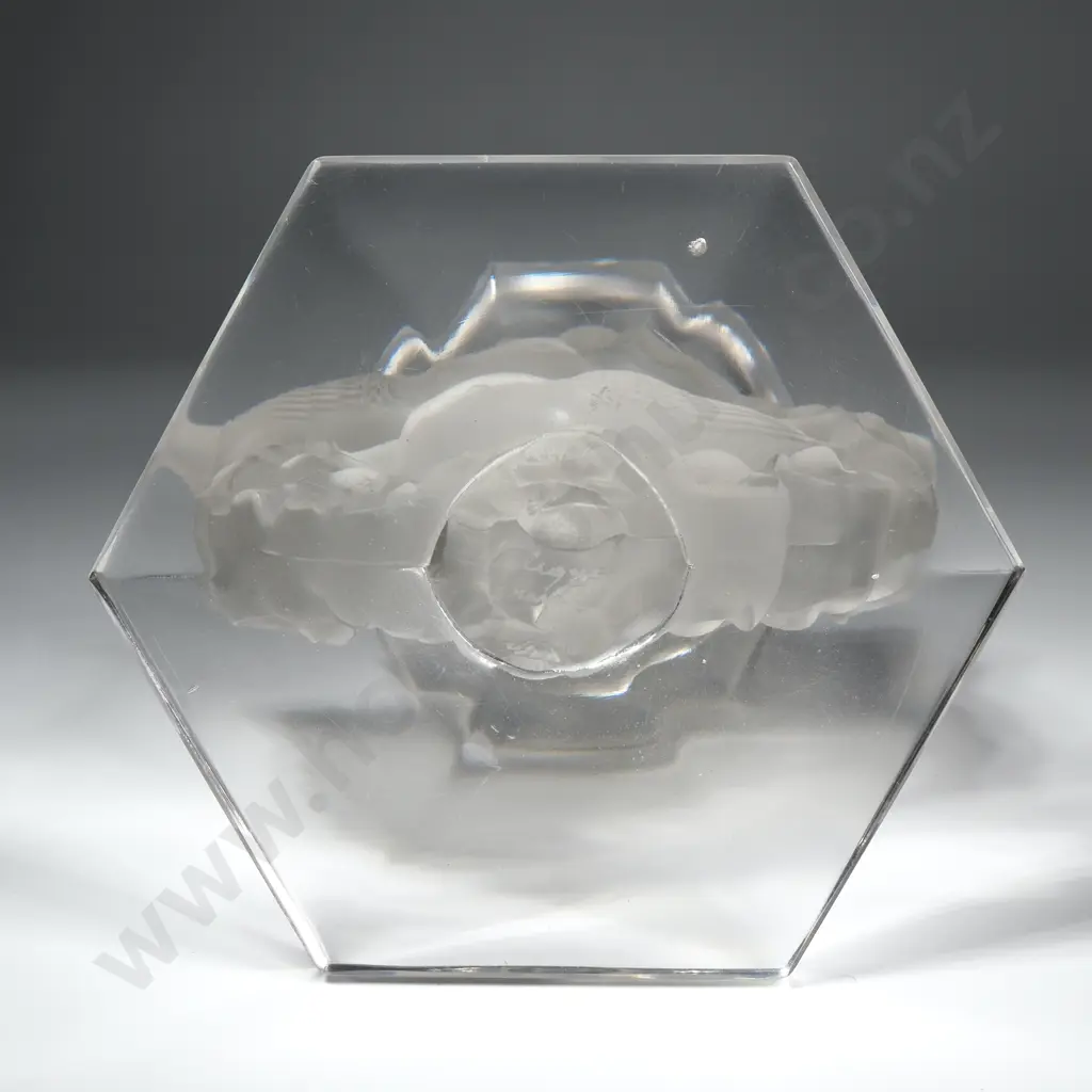 Pair of Lalique 'Mesanges' Frosted Crystal Candlestick w Wreath of Birds & Floral Image 1++