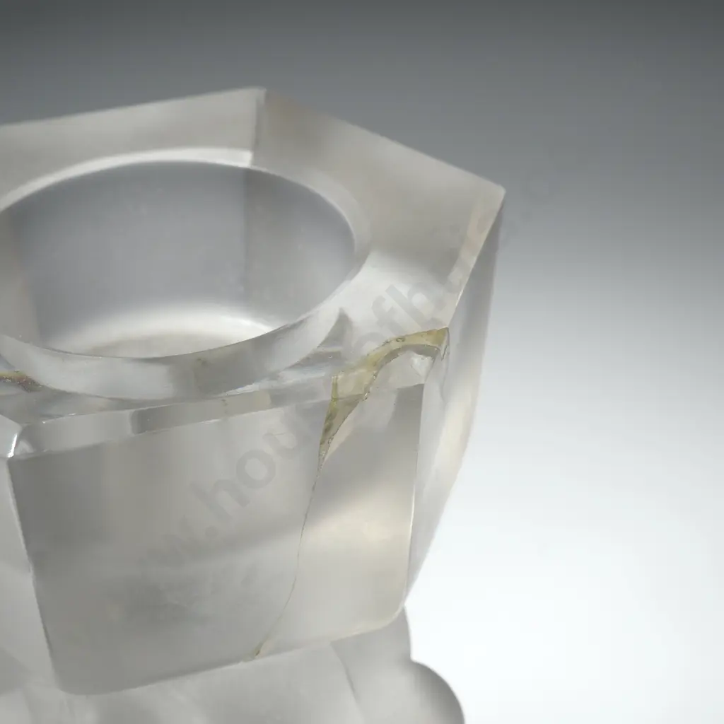 Pair of Lalique 'Mesanges' Frosted Crystal Candlestick w Wreath of Birds & Floral Image 1++