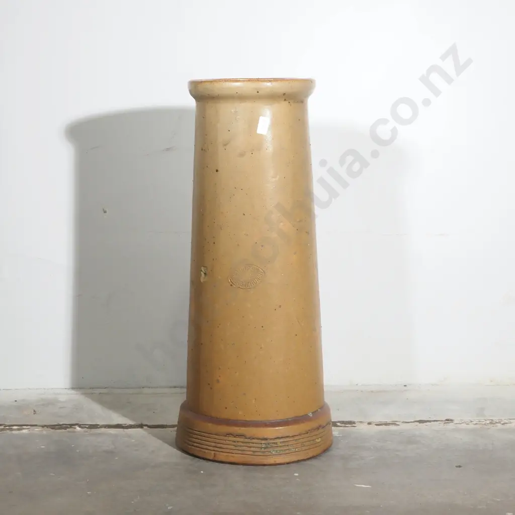 Buff Coloured Clay Chimney Pot of Simple Functional Design, Stamped Murphy Bros Design Image 1++