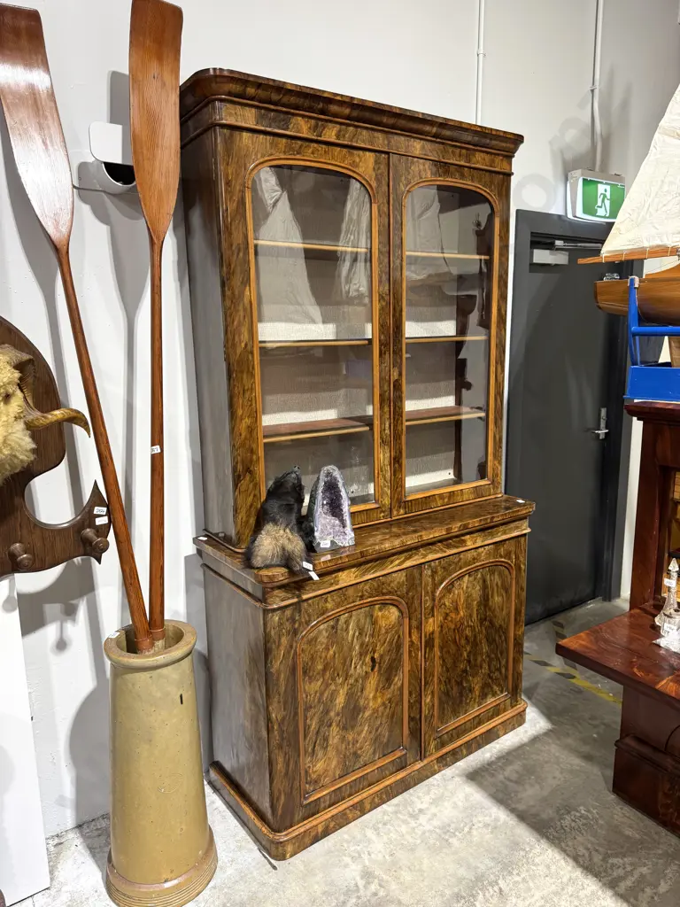 Quality Walnut Victorian Bookcase Chiffonier w Good Figuring Image 1++