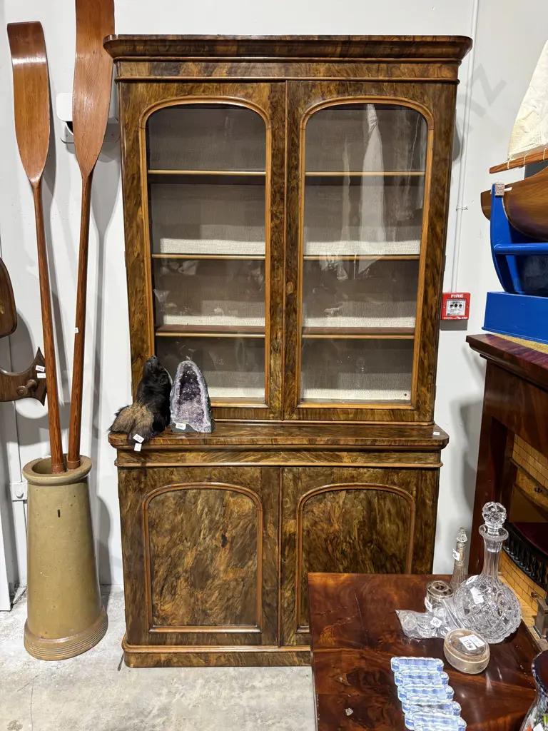 Quality Walnut Victorian Bookcase Chiffonier w Good Figuring Image 1++