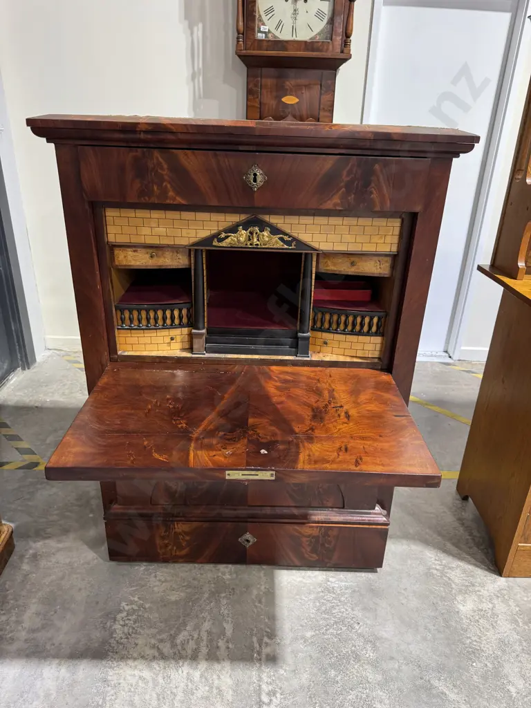 Biedermeier Period (Early Nineteenth Century) Secretaire a Abattant w Architectural Theatre Interior Image 1++