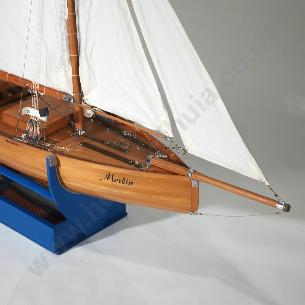 Merlin Wooden Class A Model Pond Yacht 'Merlin' Hand Built in Kauri by  P Cousins. Free Sailing or Remote Control Image 1++