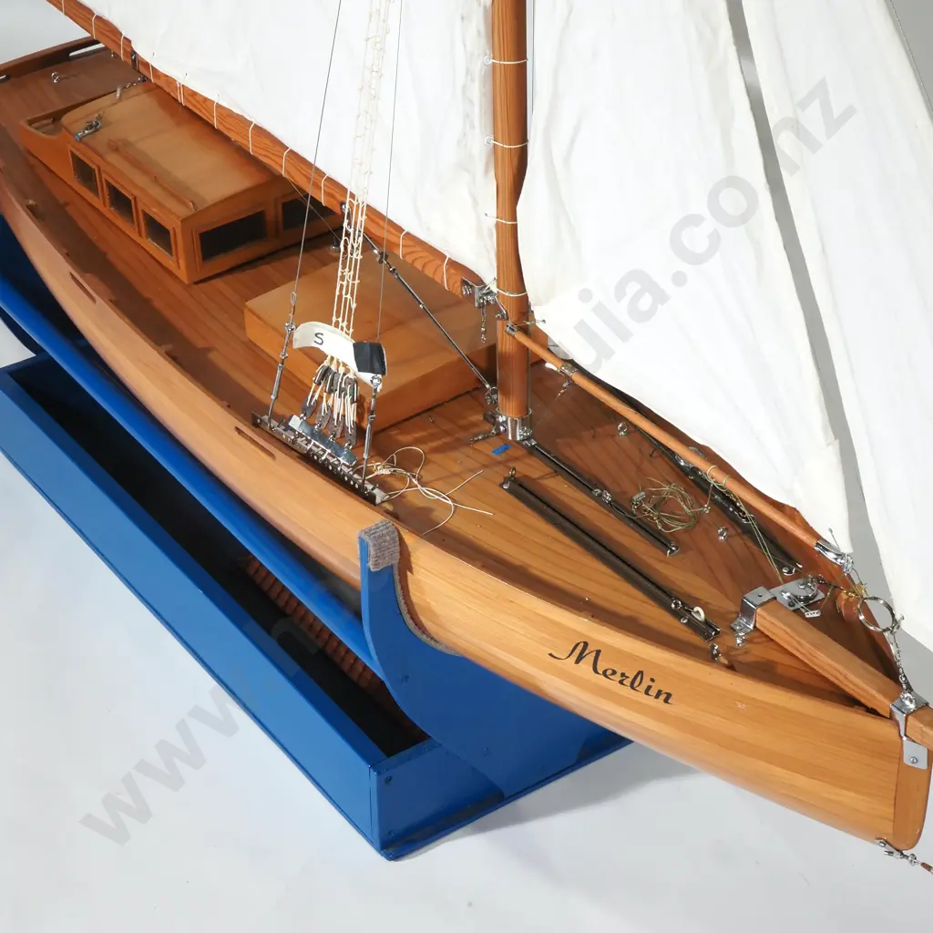 Merlin Wooden Class A Model Pond Yacht 'Merlin' Hand Built in Kauri by  P Cousins. Free Sailing or Remote Control Image 1++