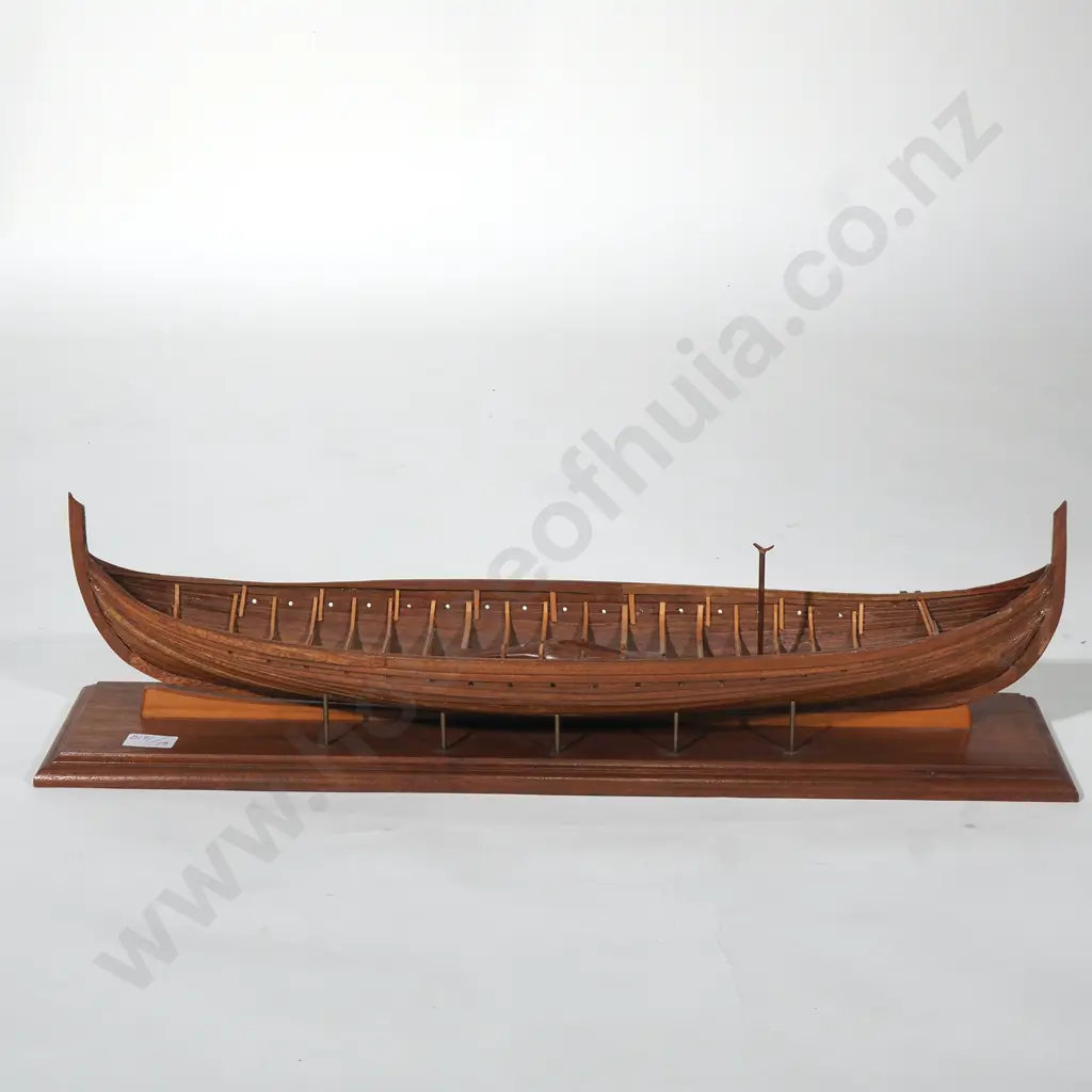 Wooden Hand Made Wooden Model of a Viking Burial Ship a/f Image 1++