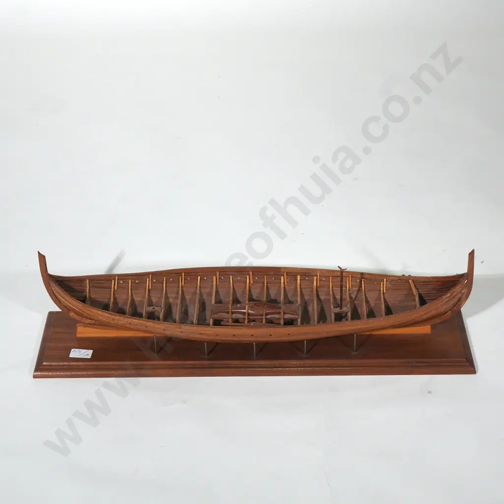 Wooden Hand Made Wooden Model of a Viking Burial Ship a/f Image 1++