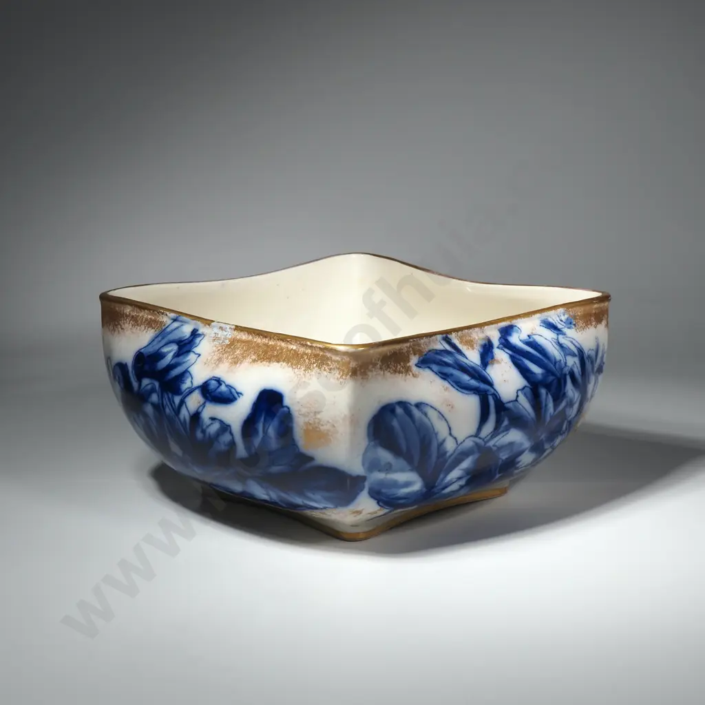 Large Doulton Burslem Blue & White Square Form Bowl Image 1++