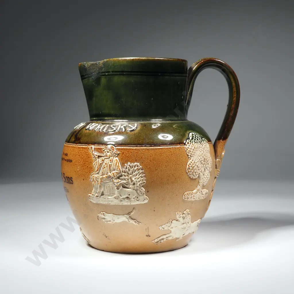 Antique 'Dewar's Perth Whisky' Stoneware Jug - Doulton Lambeth Image 1++