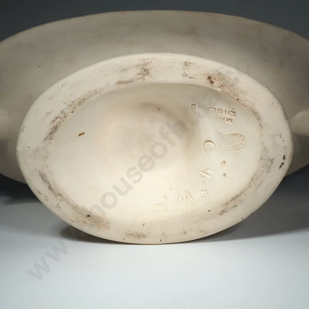 Art Deco Constance Spry Unglazed Buff Ceramic Footed Bowl by the Fulham Pottery Company (a/f) Image 1++