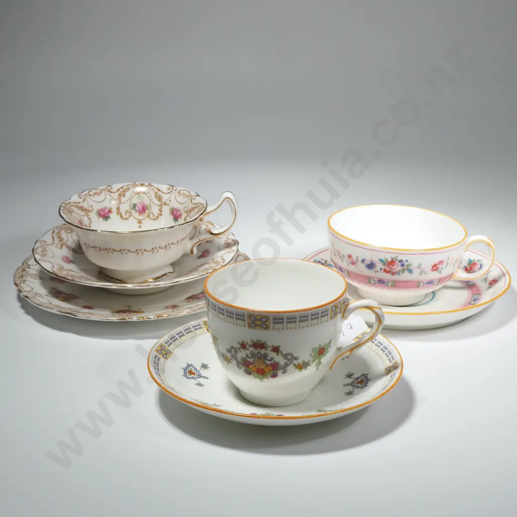 Royal Doulton Trio Decorated  w Roses & Two  Other Vintage Royal Doulton Cups & Saucers Image 1++