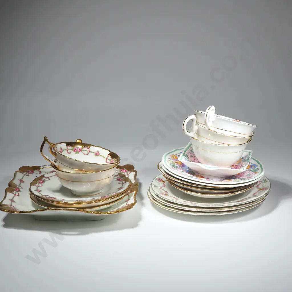 Cauldon China Part Teaset (Six Pieces), Aynsley Three Cups, Saucers & Plates & Three Items Of Staffordshire Porcelain.  Image 1++