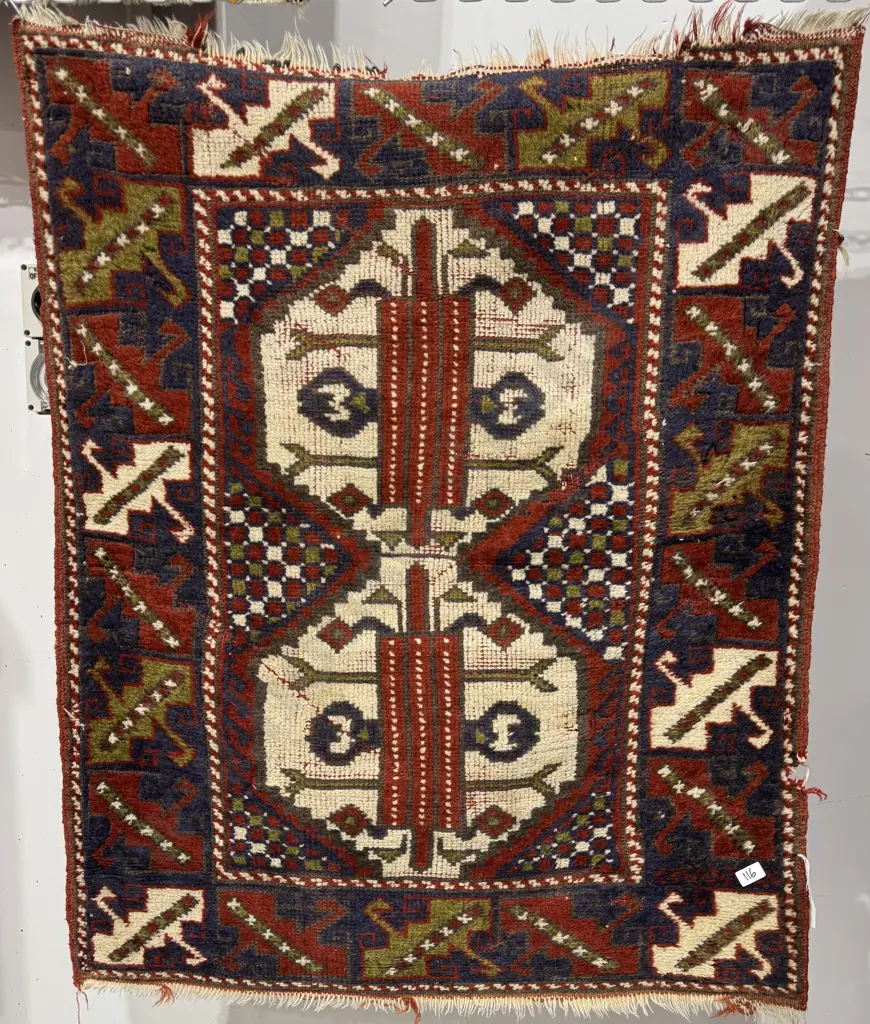 Vintage Hand Knotted Persian Style Small Rug Image 1++