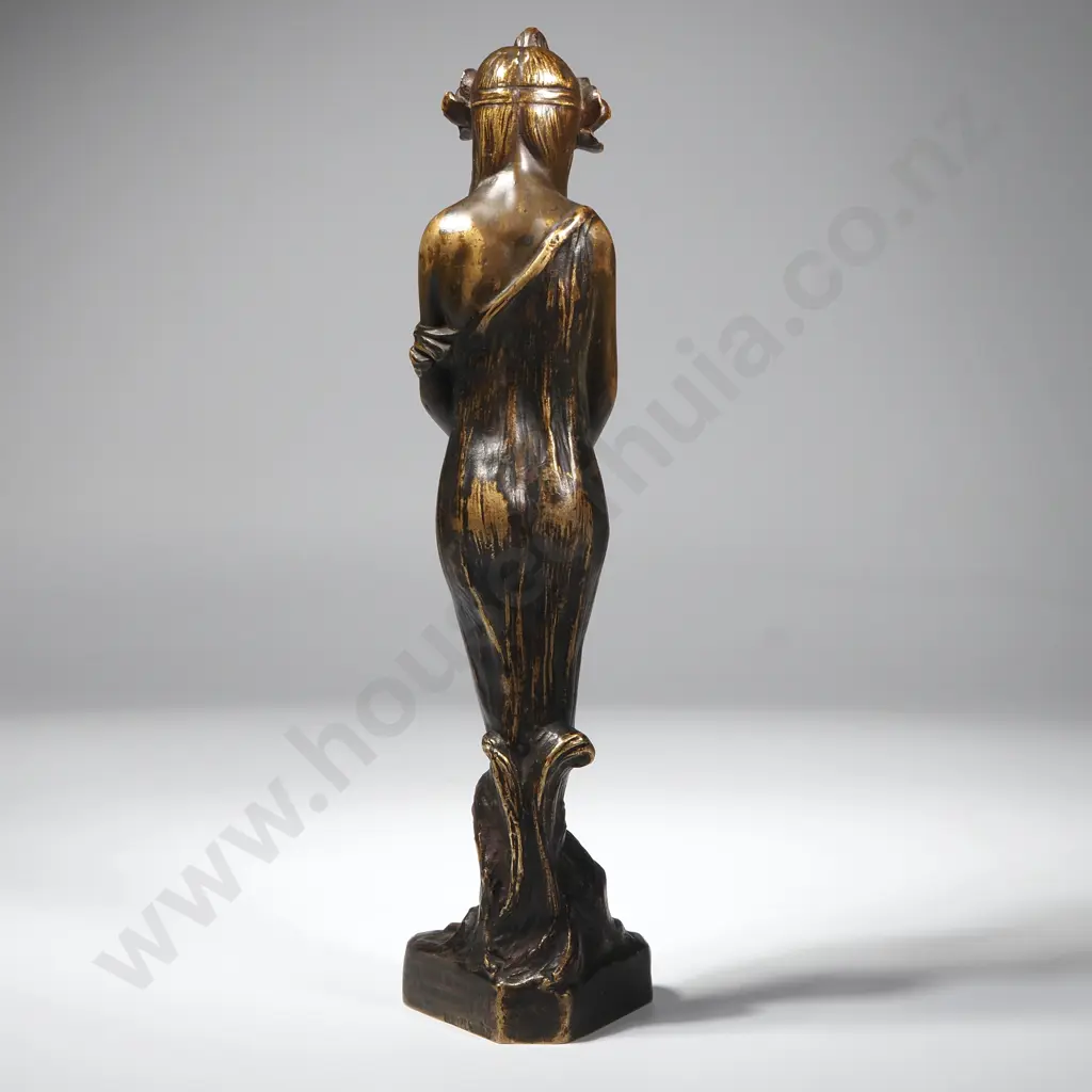 Antique Art Nouveau Bronze or Patinated Brass 'Feu Follet' Female Figure Image 1++