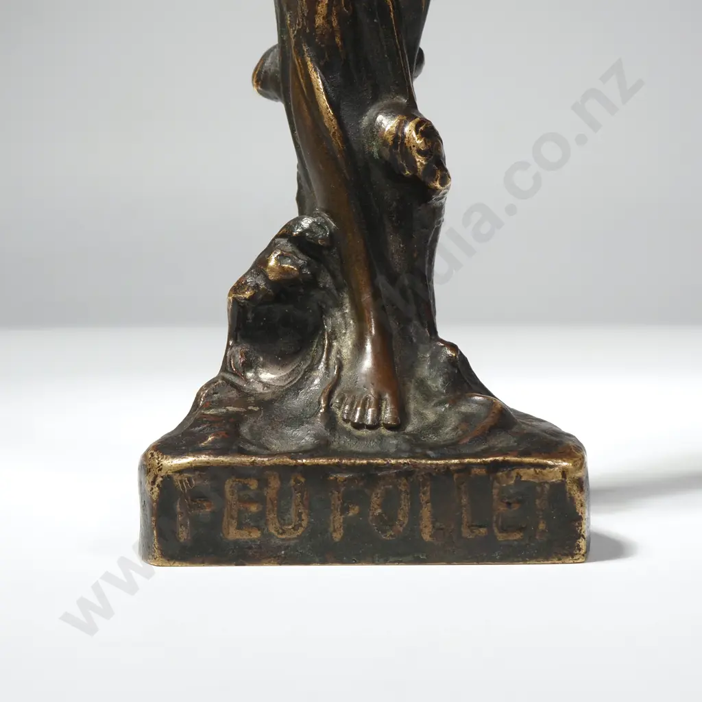 Antique Art Nouveau Bronze or Patinated Brass 'Feu Follet' Female Figure Image 1++