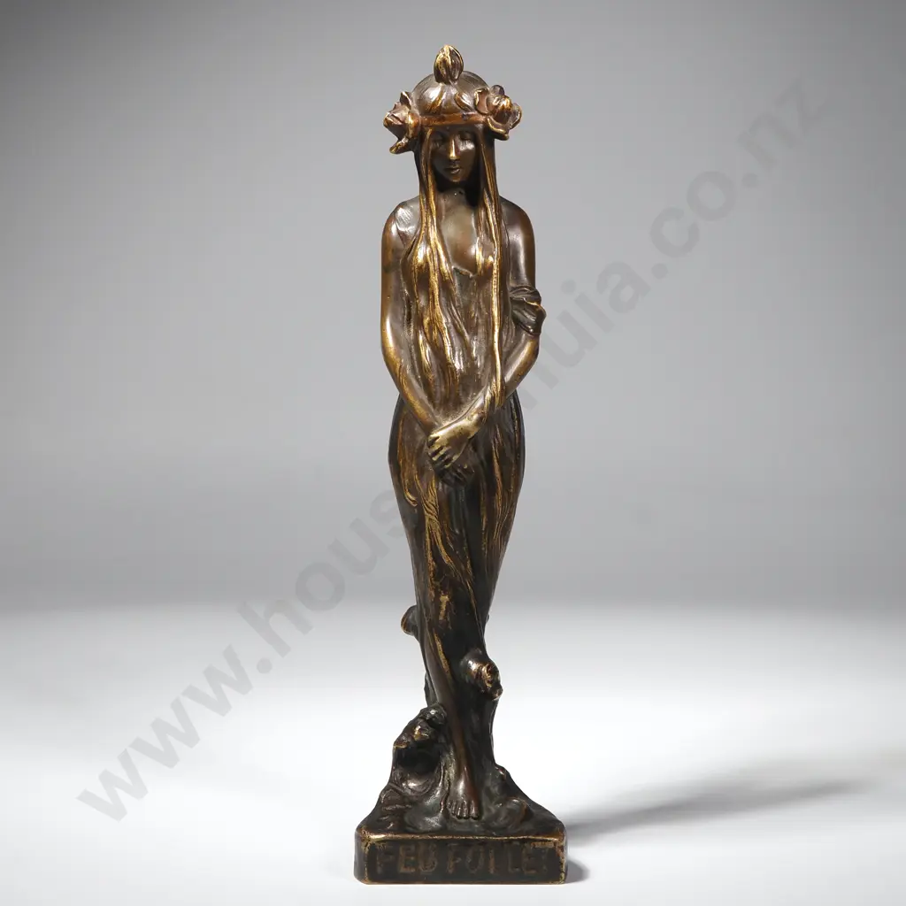 Antique Art Nouveau Bronze or Patinated Brass 'Feu Follet' Female Figure Image 1++