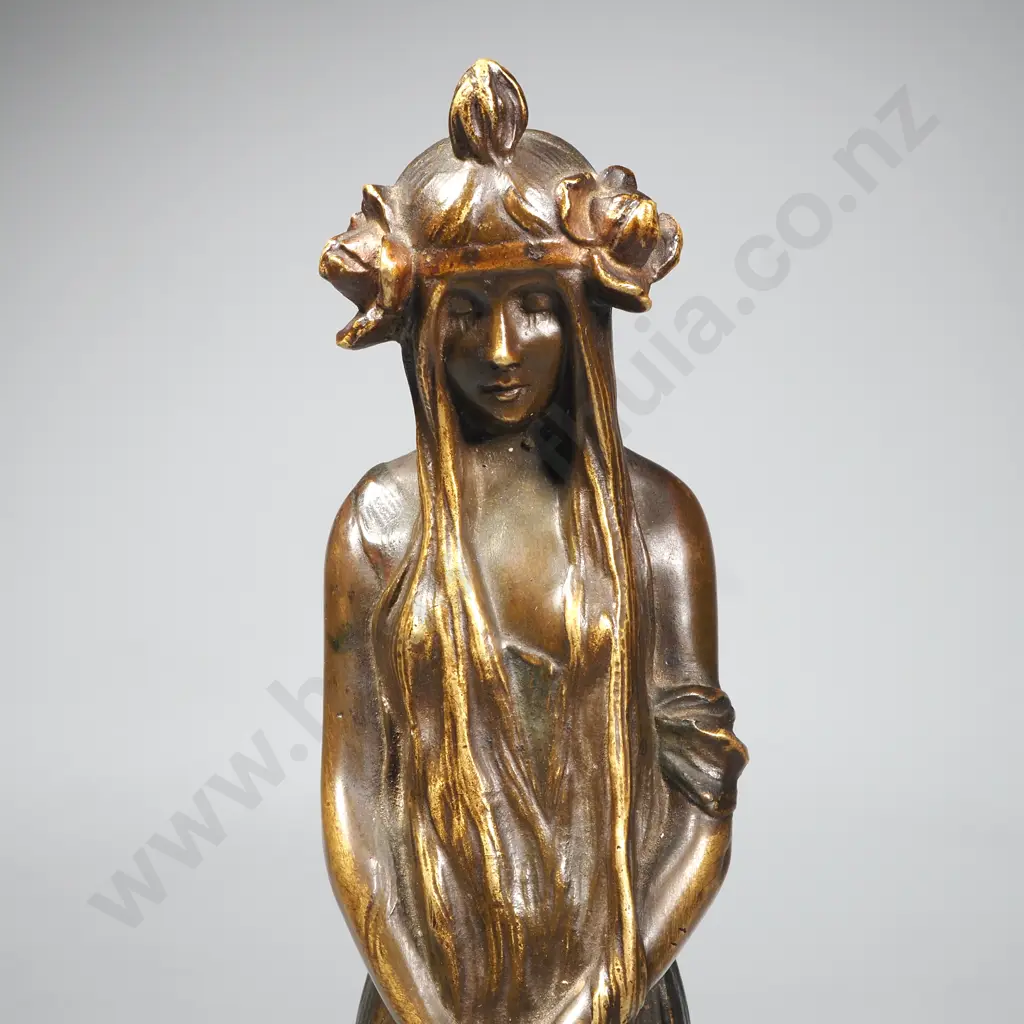 Antique Art Nouveau Bronze or Patinated Brass 'Feu Follet' Female Figure Image 1++