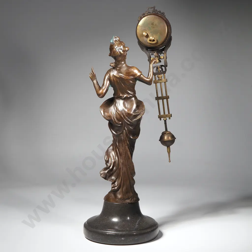 Spelter Junghans Swinger or Diana Bronze Mystery Clock Image 1++