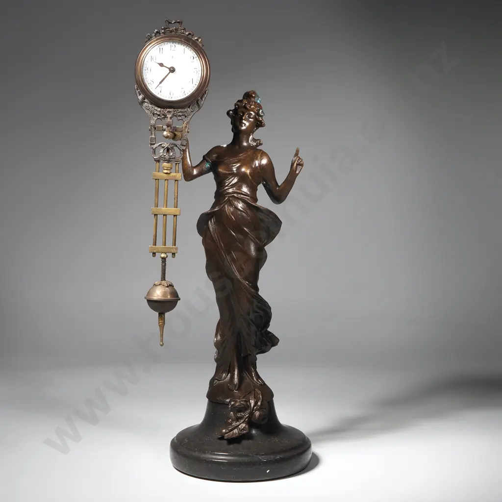 Spelter Junghans Swinger or Diana Bronze Mystery Clock Image 1++