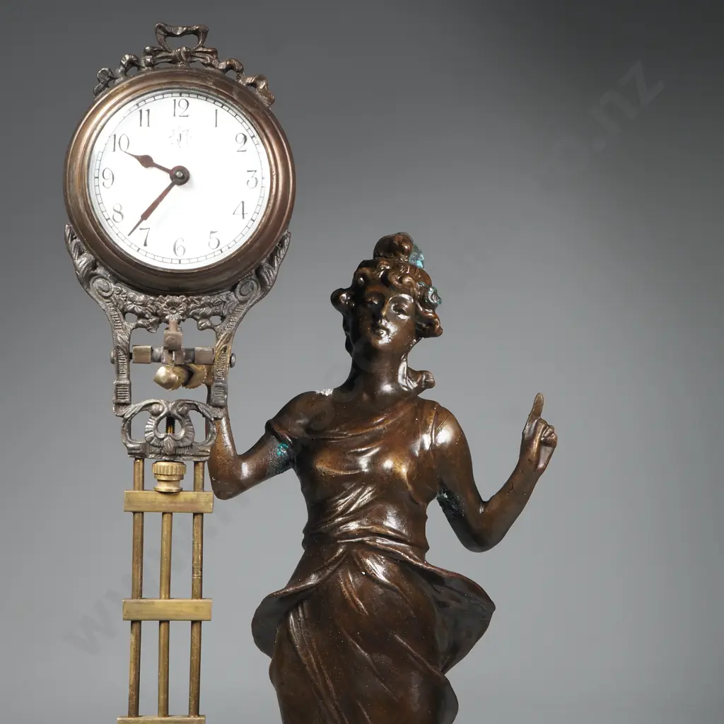 Spelter Junghans Swinger or Diana Bronze Mystery Clock Image 1++