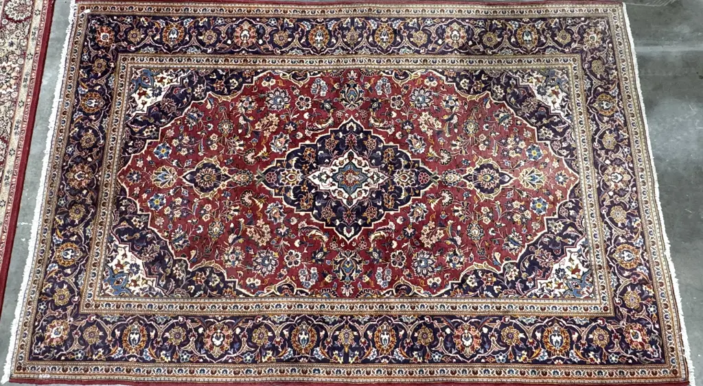 Large Persian Kashan  Wool Carpet w Classic Floral Design in Reds & Mauves Image 1++