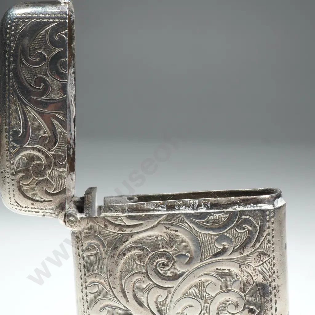 Sterling Silver Vesta Box w Allover Scroll Engraving Image 1++