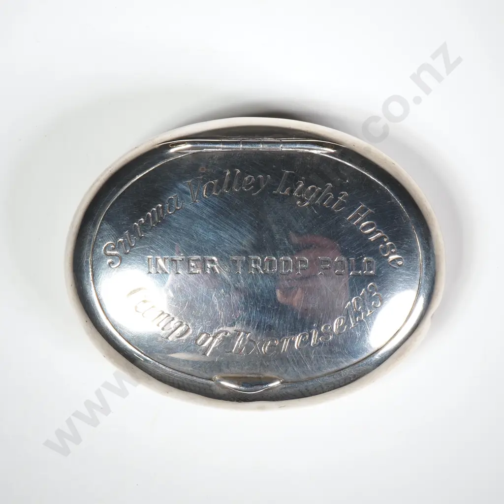 1913 Surma Valley Light Horse Camp of Excerise Sterling Silver Tabacco Box Prize Image 1++