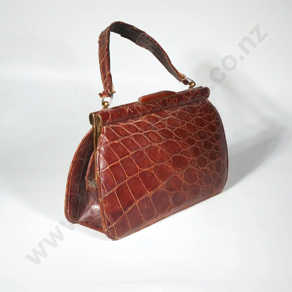 Vintage Crocodile Skin Handbag Image 1++