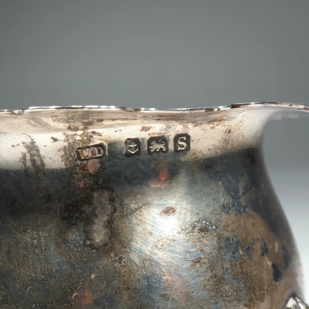 Sterling Silver Open Salt w Blue Glass Liner Image 1++