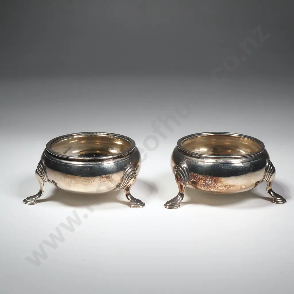 Pair of Sterling Silver Condiment Pots w English Hallmarks Image 1++