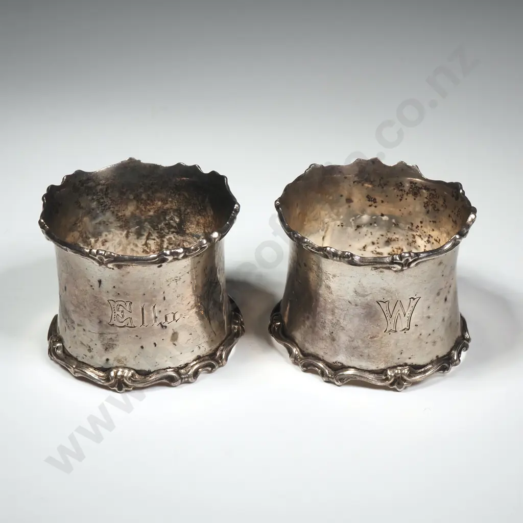 Pair of Sterling Silver Serviette Rings Image 1++