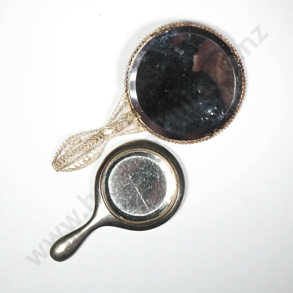 Two Small Vintage Hand Mirrors Image 1++