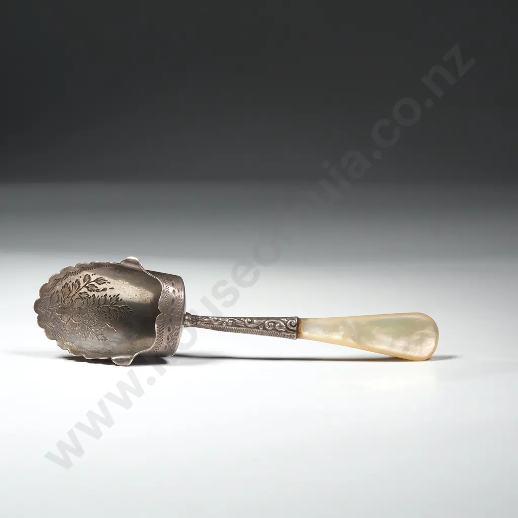 Antique Sterling Silver & MOP Tea Caddy or Sugar Shovel - 1898 Image 1++