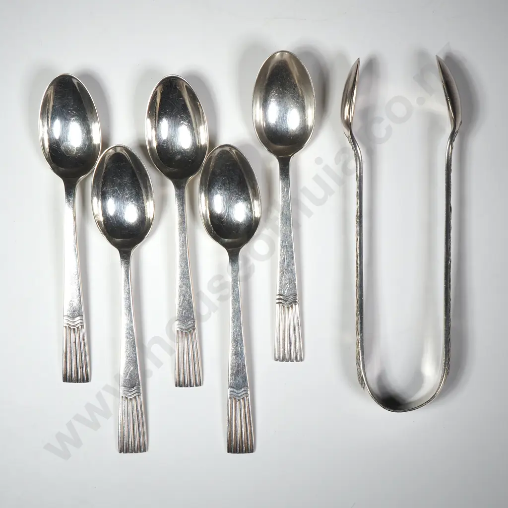 Five S/P Coffee Spoons & S/P Sugar Tongs Image 1++