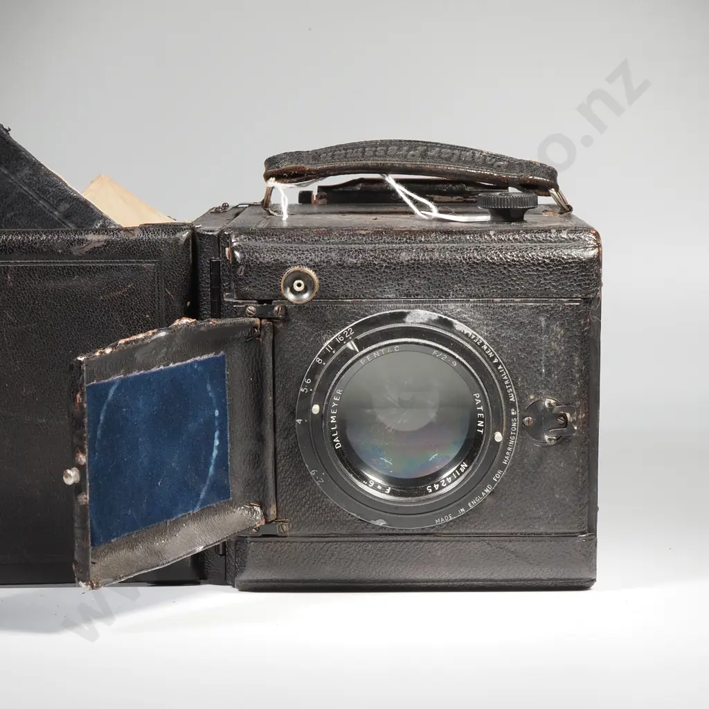 Vintage Popular Pressman Single Lens Reflex Plate Camera by W Butcher & Sons in Black Leatherette w Leather Case Image 1++
