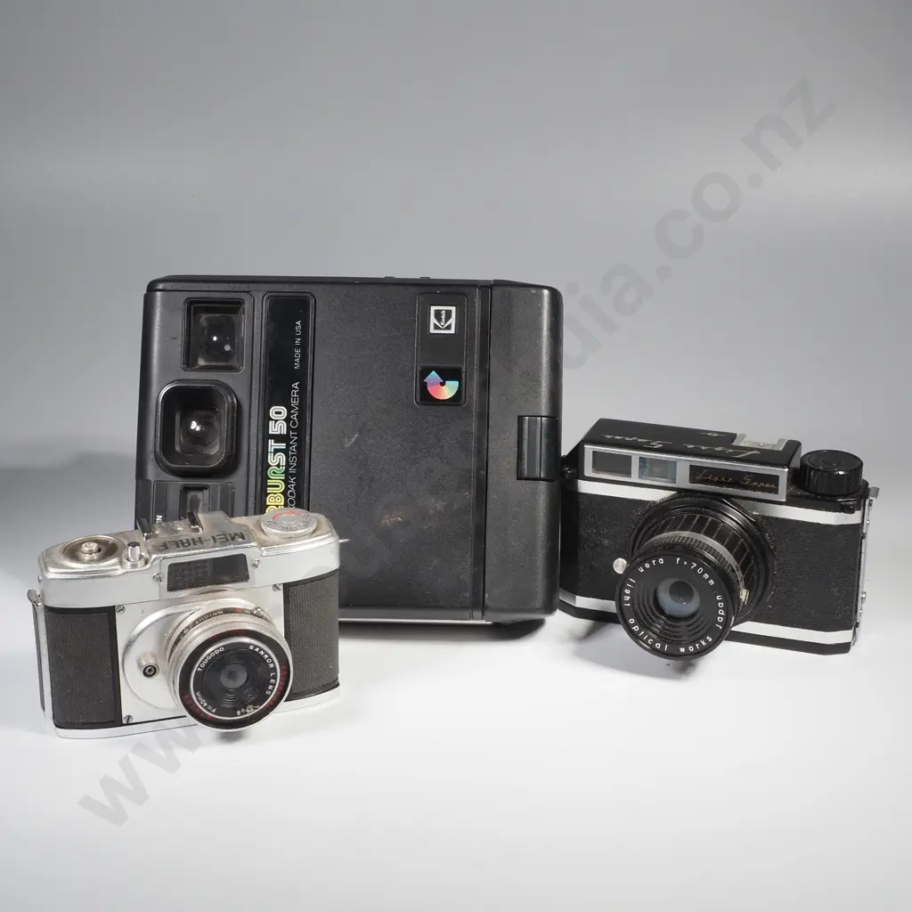 Three Cameras: Kodak Colorburst 50 Instant Camera, Mei-Half & Light Super Image 1++